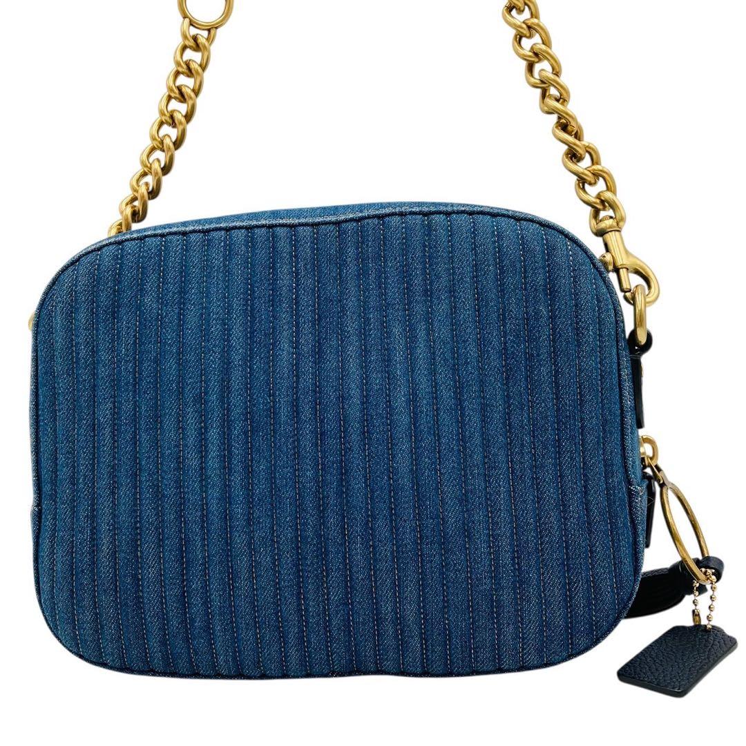 極美品✨コーチ　ショルダーバッグ デニム カメラバッグ ブルー 53622