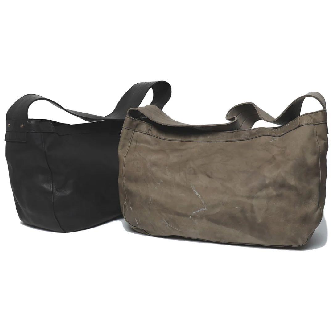 tenon news paper bag ブラック　ホースレザー