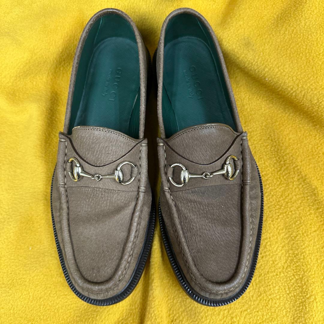 GUCCI ブラウンレザー ローファー 7.5