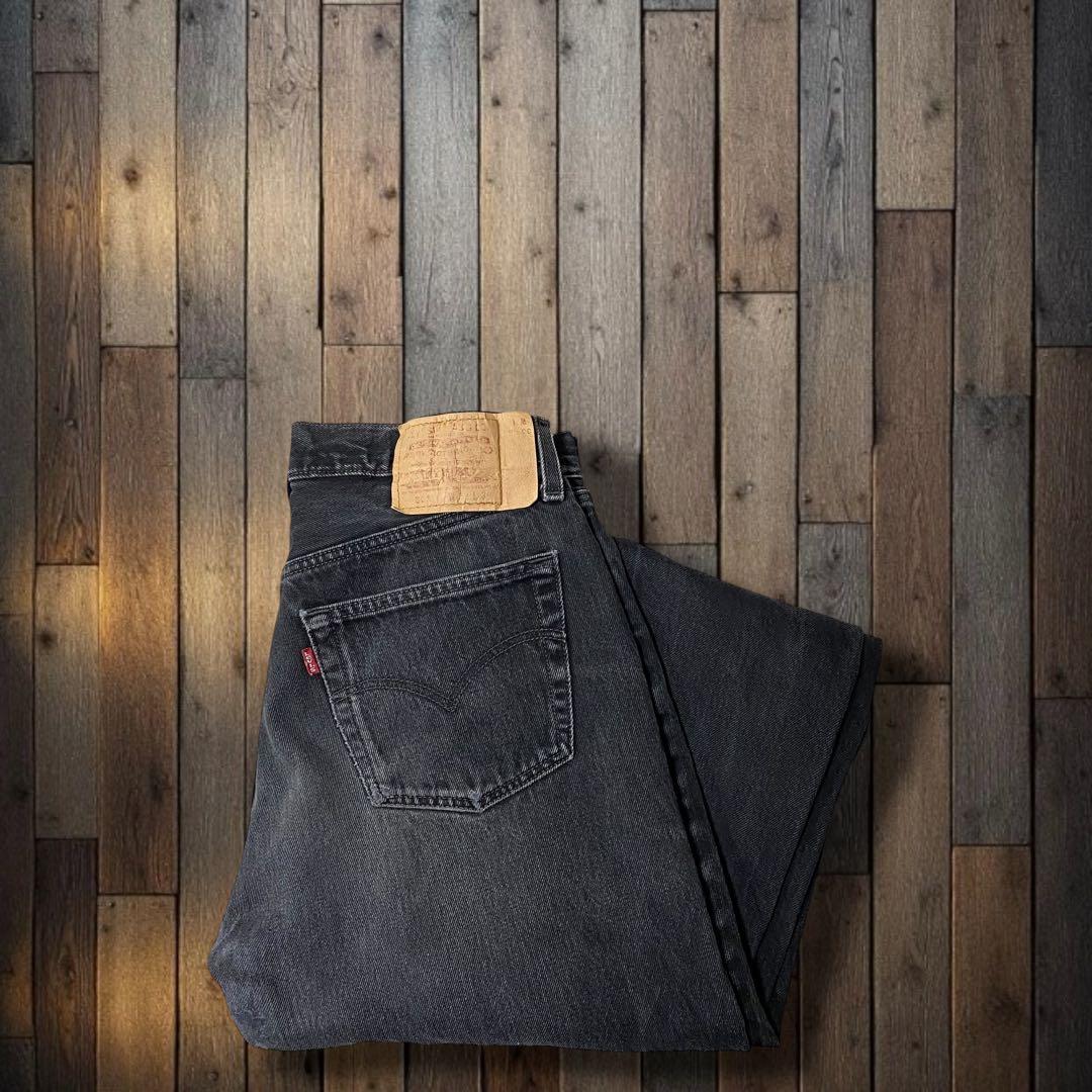 ギ*隊様 90'sUSA製リーバイス 501 ストレート ブラックデニム ジーン