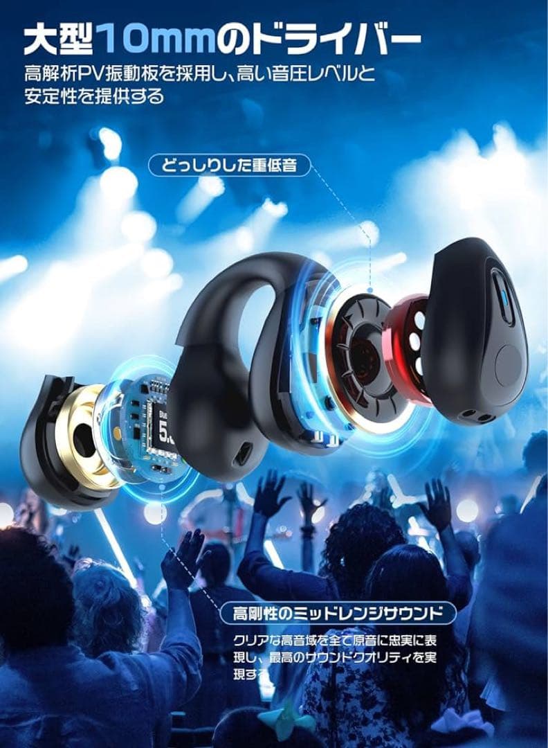 イヤホンbluetooth 2024音質強化 ワイヤレスイヤホン オープンイヤー