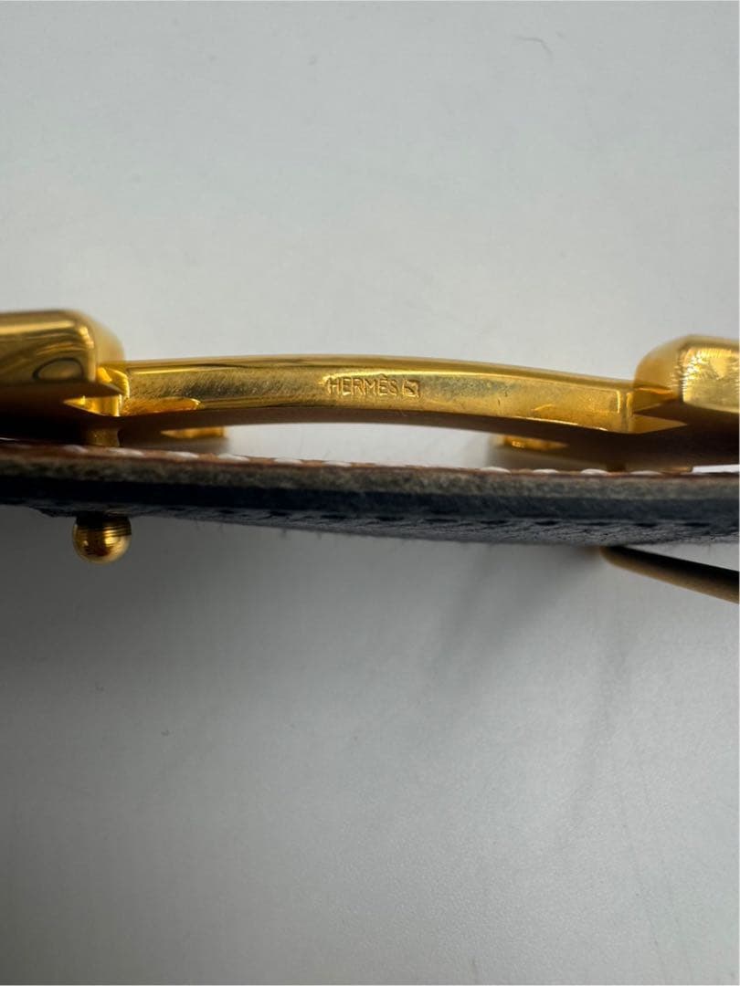 エルメス HERMES ベルト リバーシブル Hロゴ ブラウン×ネイビー　85