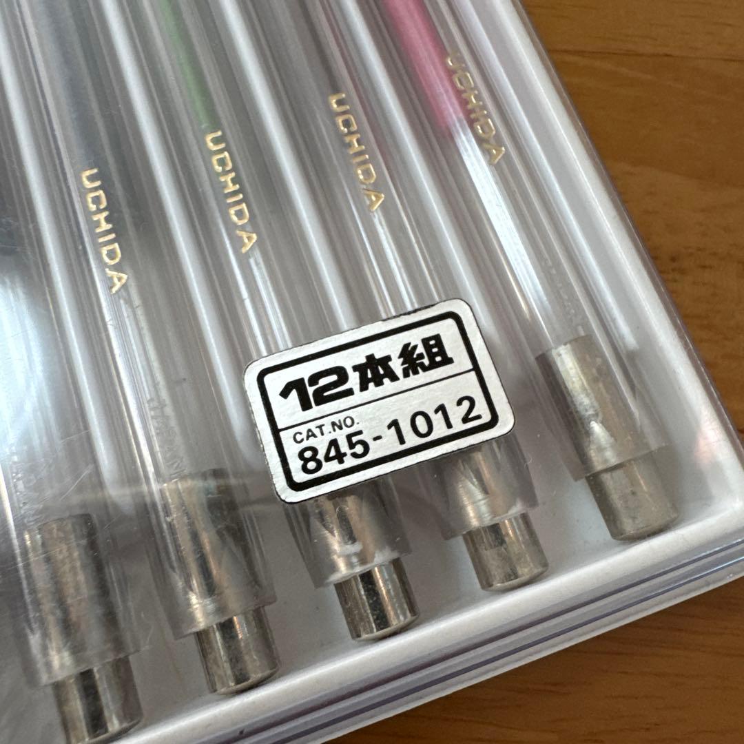 新品 廃盤 UCHIDA ウチダ カラー 芯ホルダー 12本セット クリア 透明