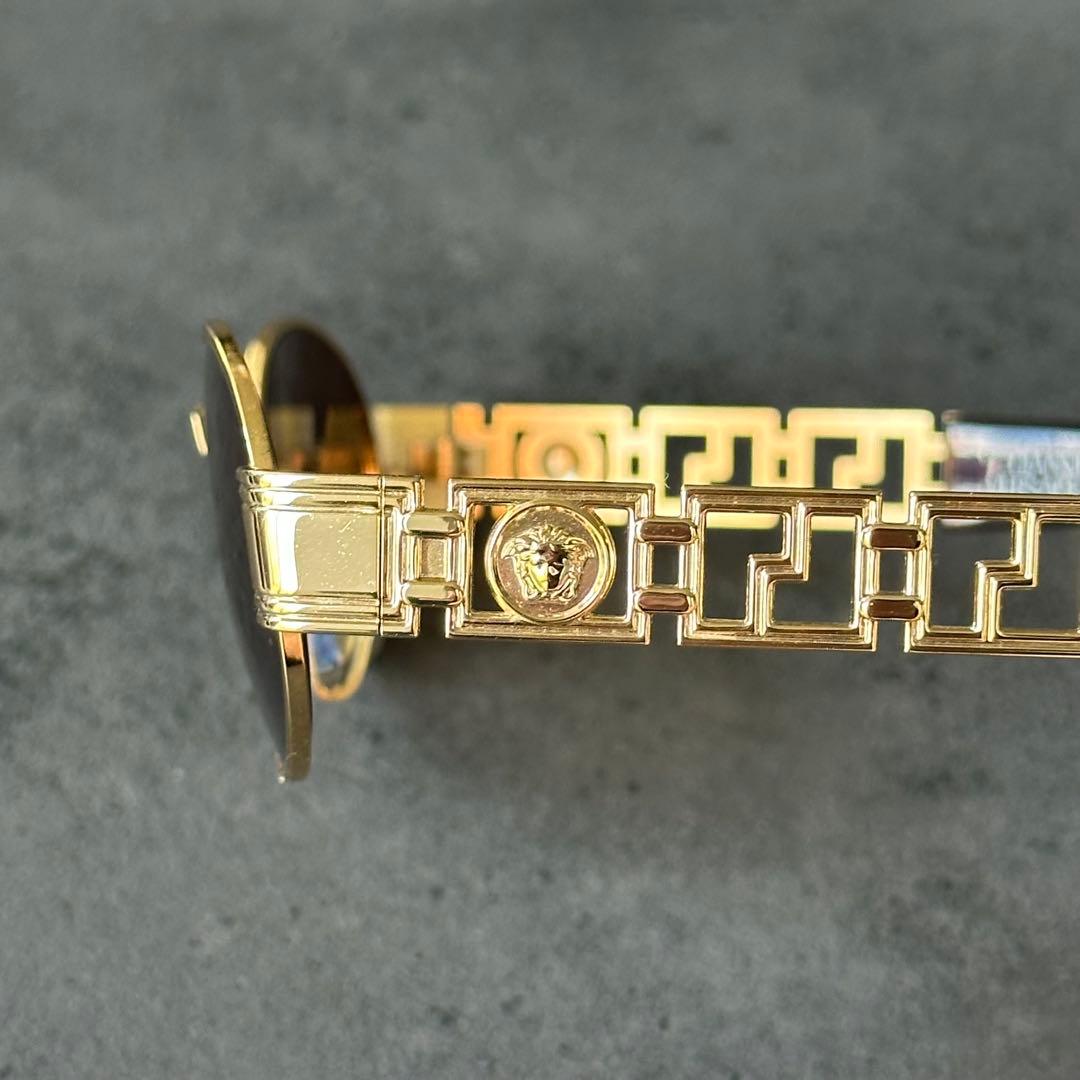 VERSACE メデューサ 鼈甲 金縁 フルリム オーバル サングラス①