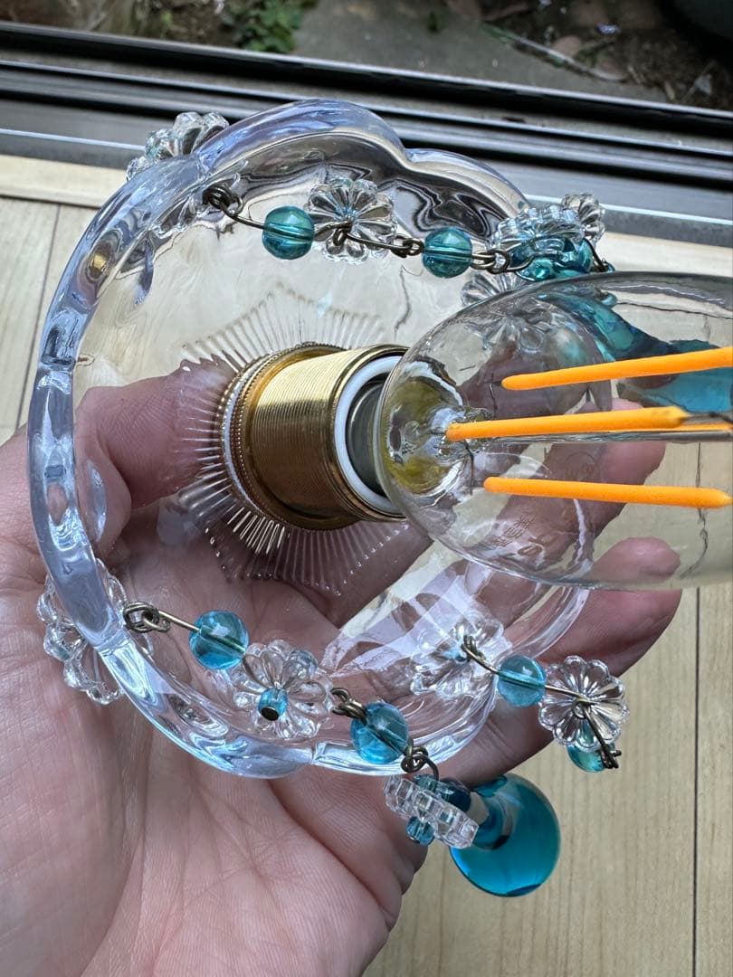 20's フランス アンティーク ブルームラーノガラスの可愛いミニシャンデリア