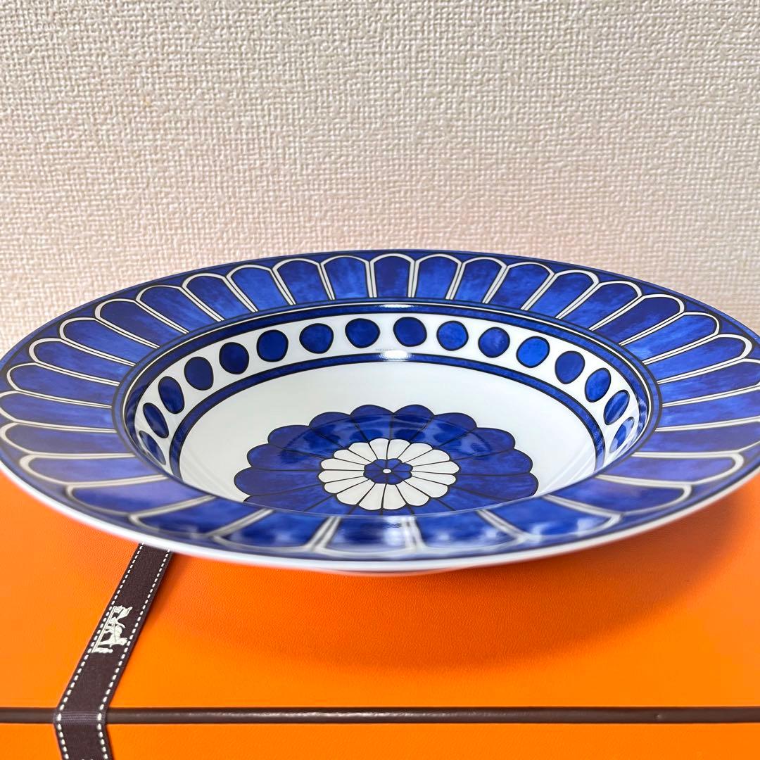 【廃盤 美品 2枚】エルメス　ブルーダイユール　パスタプレート　24cm