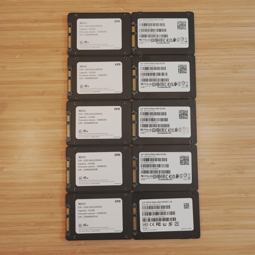 SATA SSD 512GB×10台
