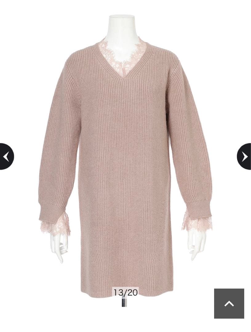 美品♡アプワイザーリッシェ レーストリムミニワンピースM♡モカピンク