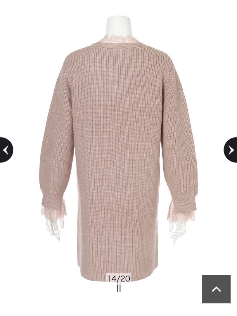 美品♡アプワイザーリッシェ レーストリムミニワンピースM♡モカピンク