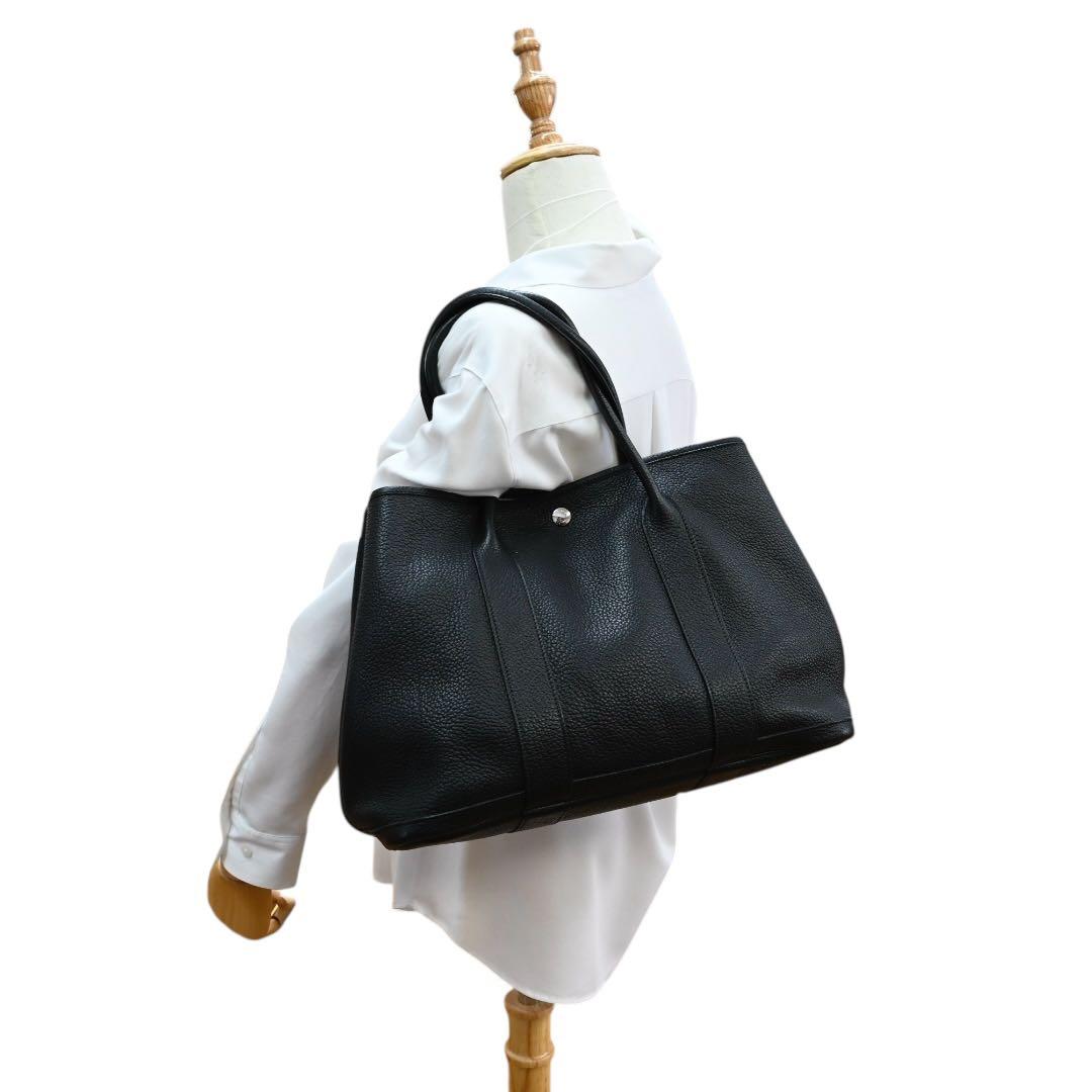 【美品】エルメス　ガーデンパーティPM トートバッグ 黒　ブラック　ネゴンダ