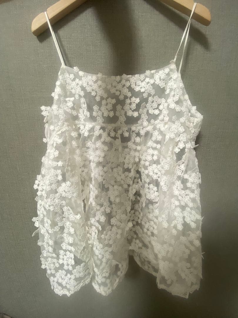IENA フラワーエンブロイダリー キャミソール F ホワイト