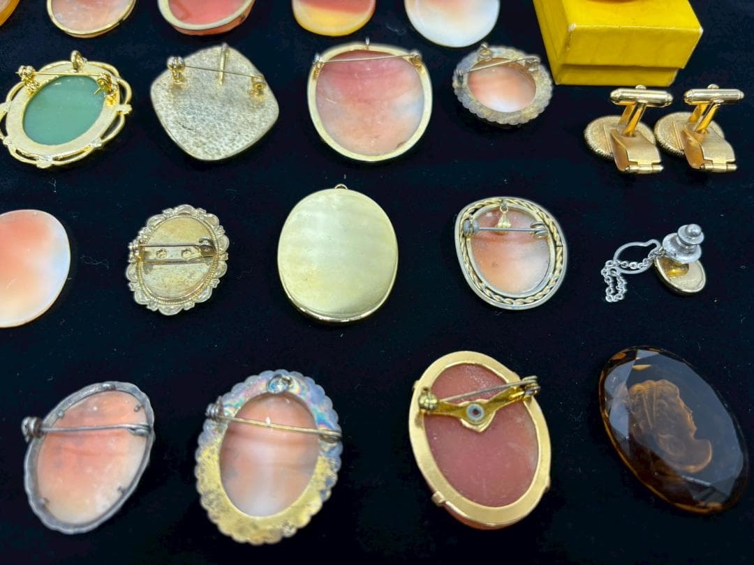 10-27-3 カメオ まとめ セット シェル メノウ ブローチ ネックレス
