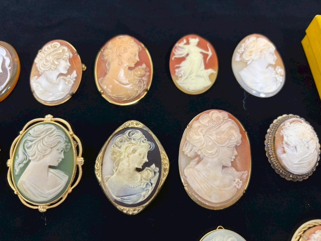 10-27-3 カメオ まとめ セット シェル メノウ ブローチ ネックレス