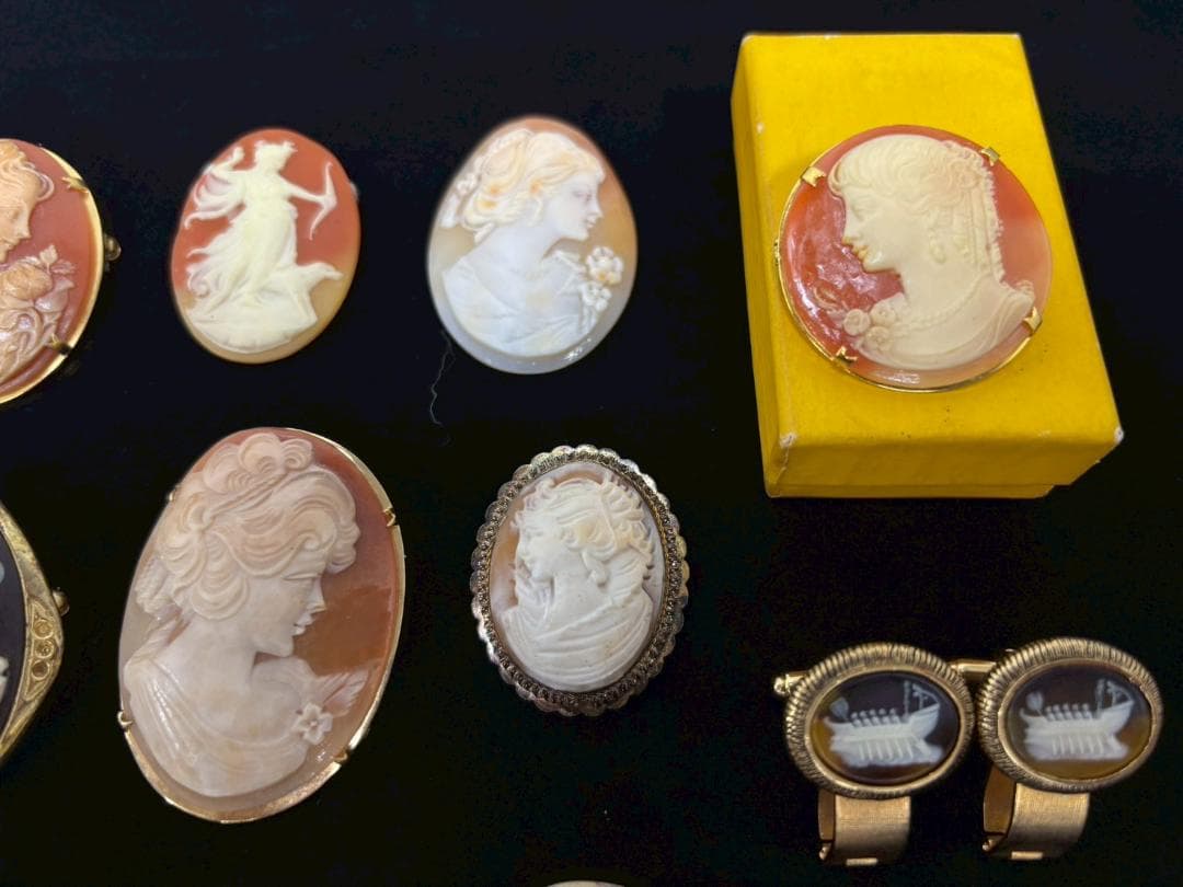10-27-3 カメオ まとめ セット シェル メノウ ブローチ ネックレス