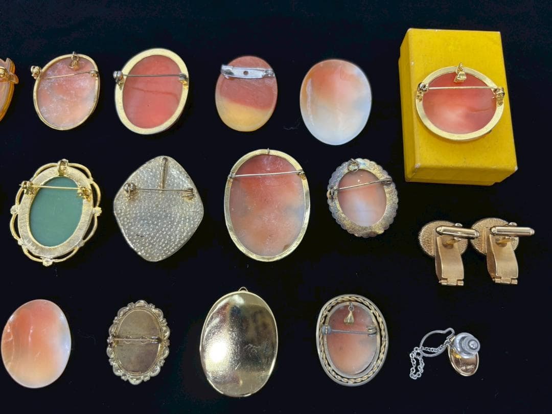 10-27-3 カメオ まとめ セット シェル メノウ ブローチ ネックレス