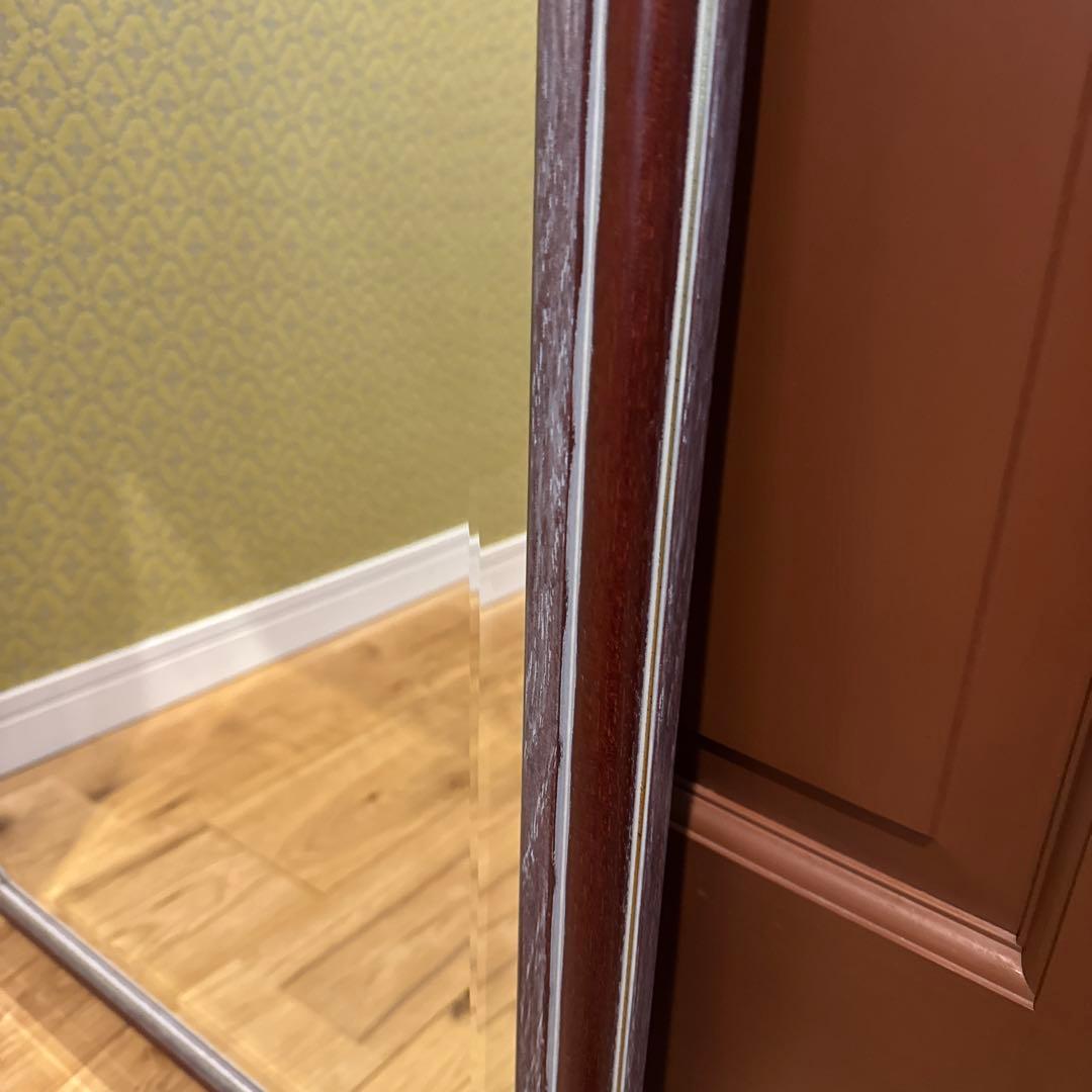 美品 イタリア製 マホガニーフレーム アンティーク ウォールミラー オクタゴン