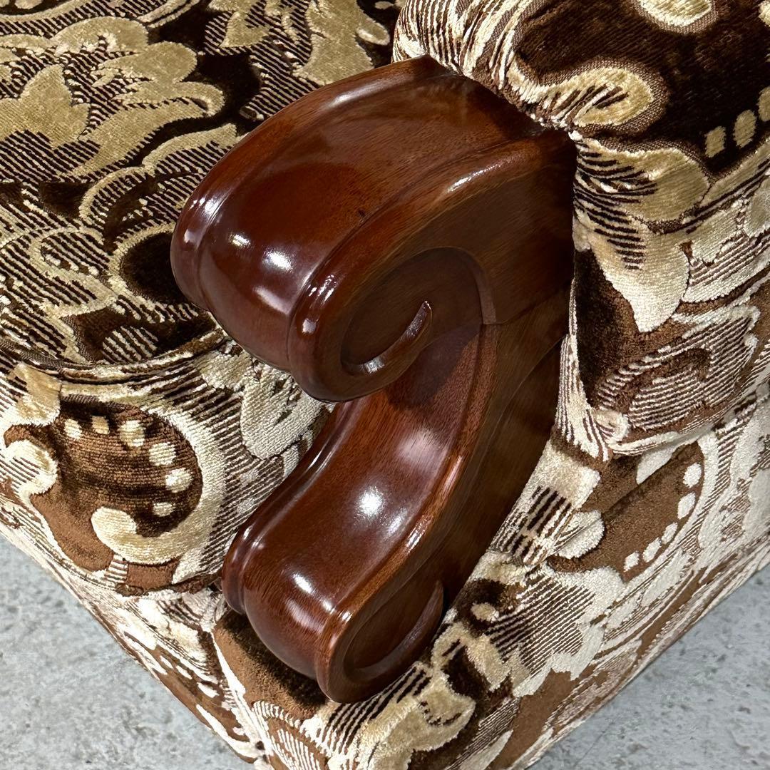 ✿70s✿ 昭和レトロ ヴィンテージ 3人掛けソファ 金華山 ×木製肘