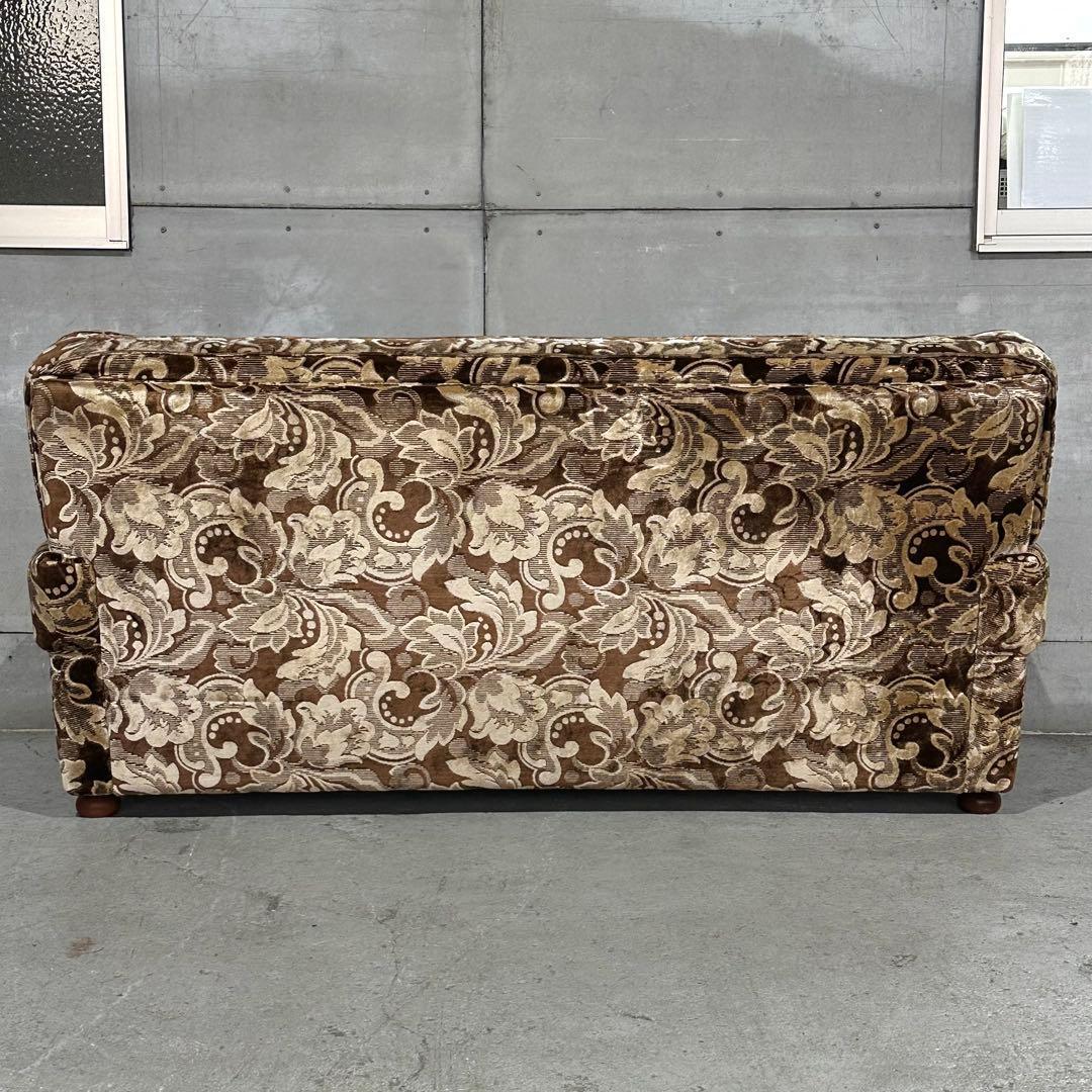 ✿70s✿ 昭和レトロ ヴィンテージ 3人掛けソファ 金華山 ×木製肘