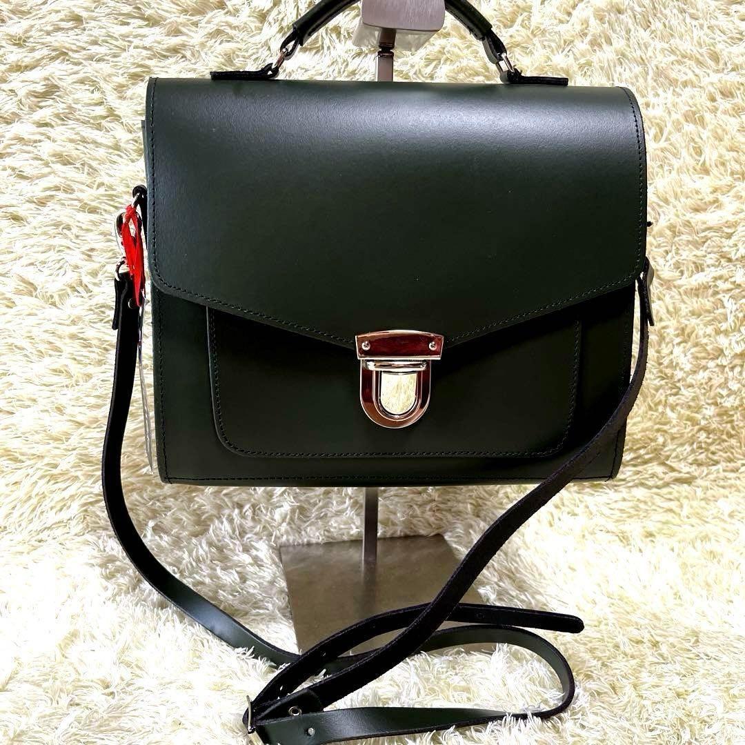 ザッチェルズ 2WAYショルダーハンドバック　英国製レザー　シュガーキューブ