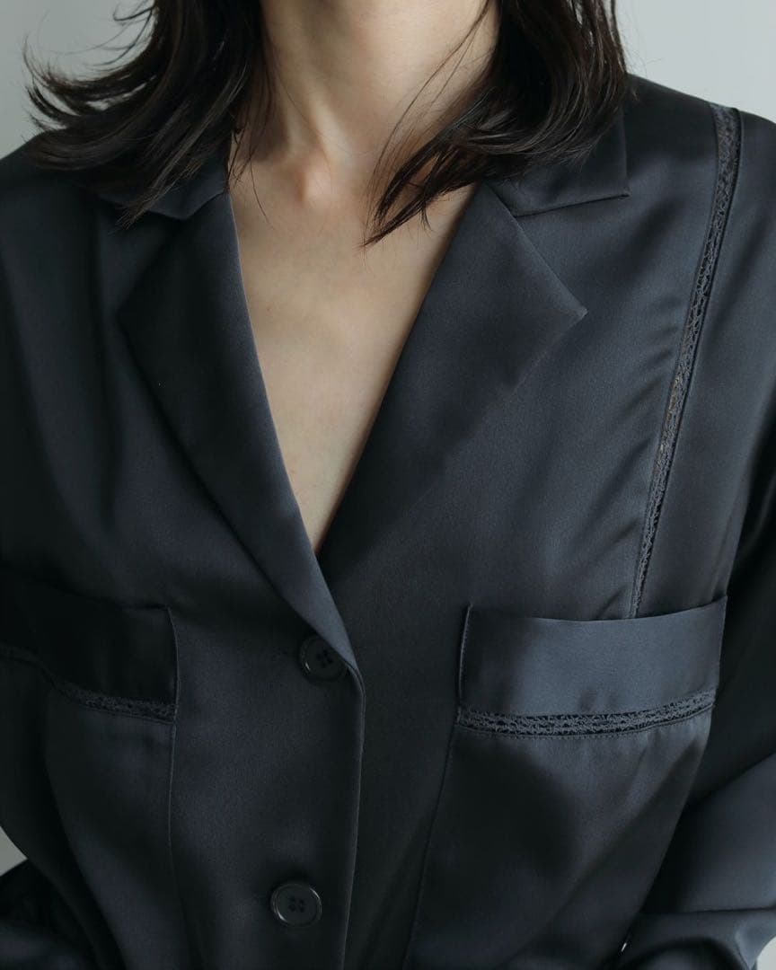 anuke Satin Tailored Shirts ネイビー