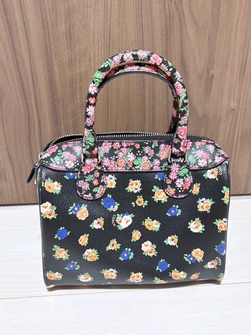 葉*ぱ様 コーチ 2way ショルダーバッグ ミニベネット ボストンバッグ 花柄