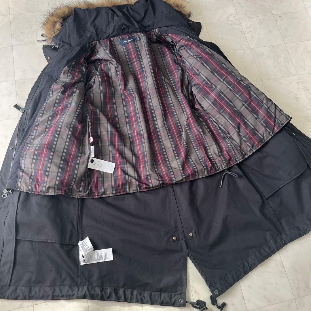 フレッドペリー 5way ライナー付 モッズコート ファー ネイビー UK10