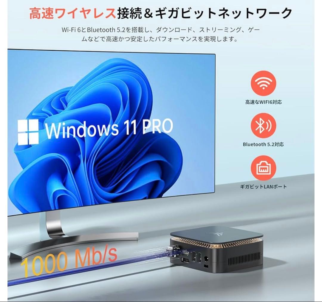 ミニpc 最大3.60GHz WIFI6/BT5.2 インテル N150