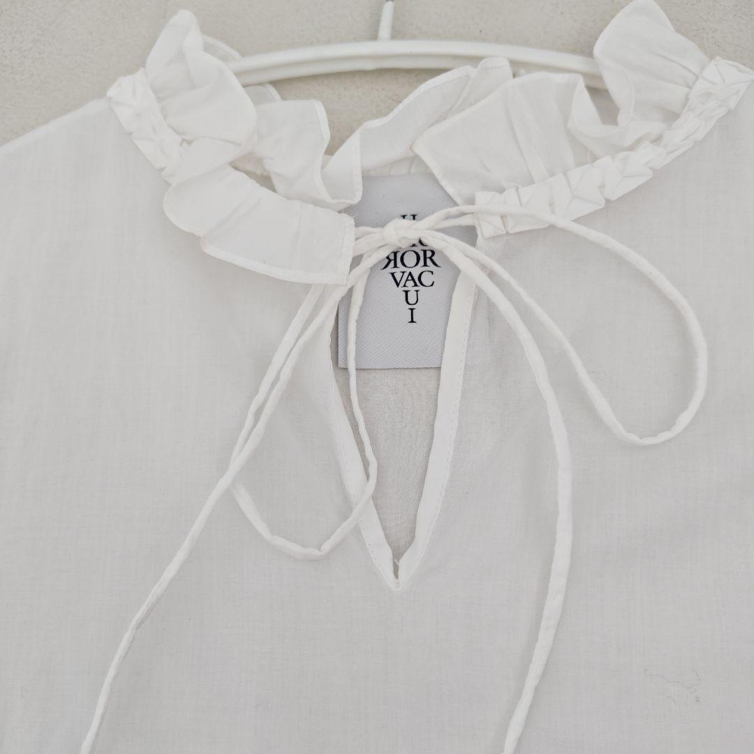 horrorvacuiホワイトフリルシャツ バルーンスリーブ