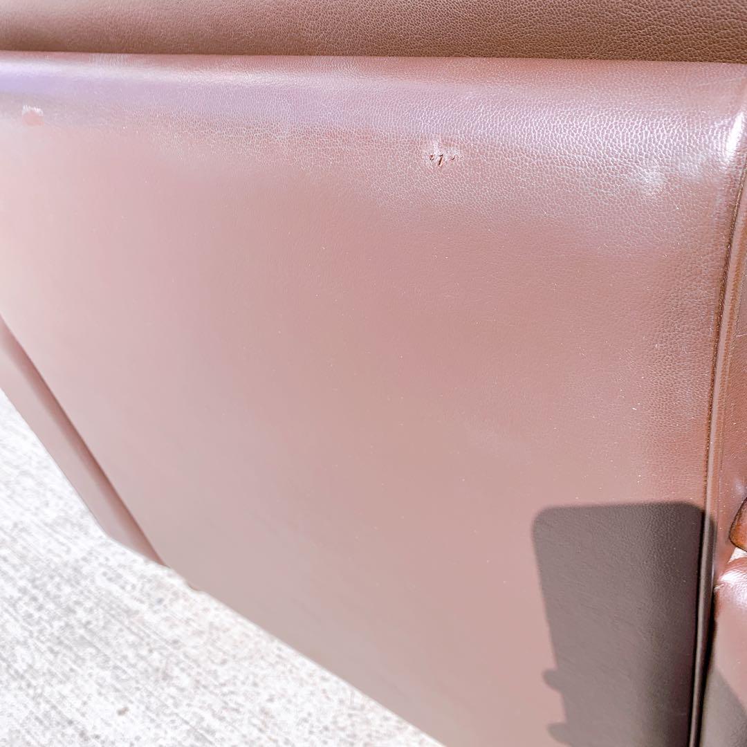 【送料無料】Karimoku カリモク レザー 1人掛けソファ 昭和レトロ 茶②