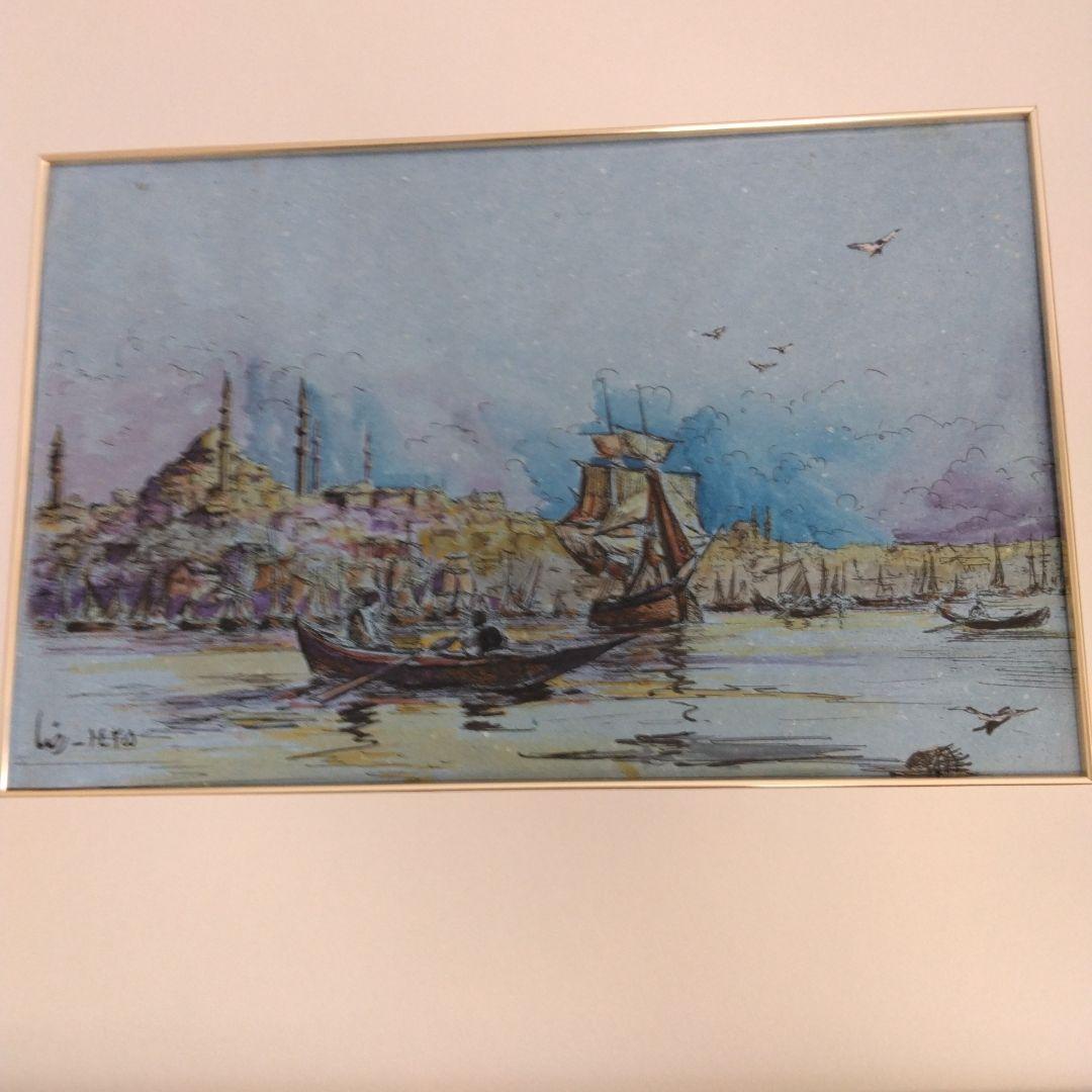 E-121 イスラム寺院　ジャーミーのある風景画　トルコ