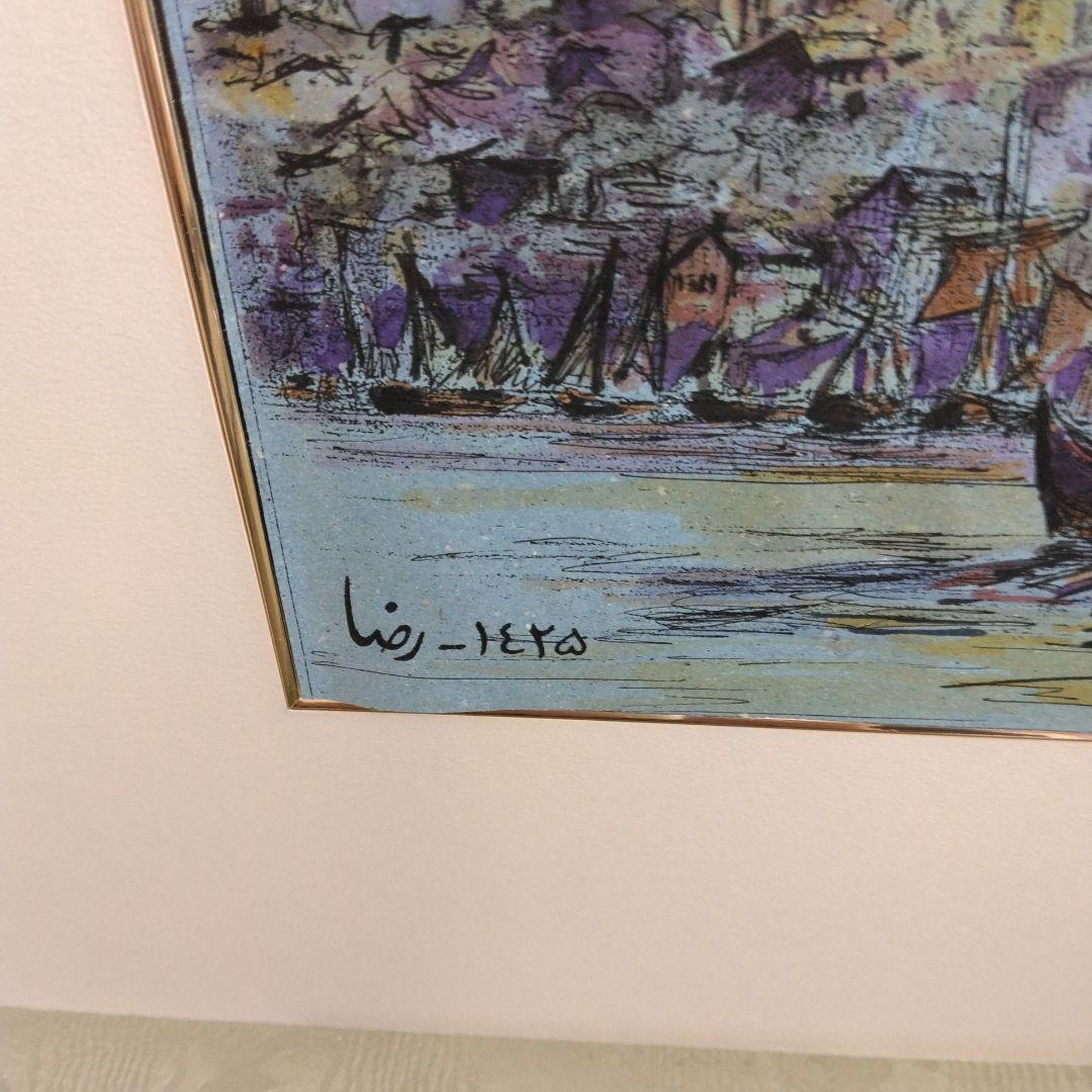 E-121 イスラム寺院　ジャーミーのある風景画　トルコ