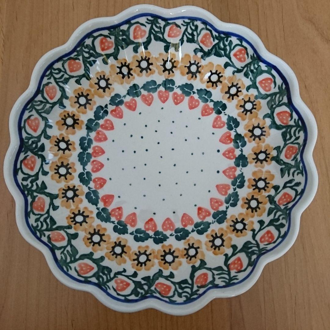 ポーリッシュポタリー 波縁ボウル 大 (イチゴ)