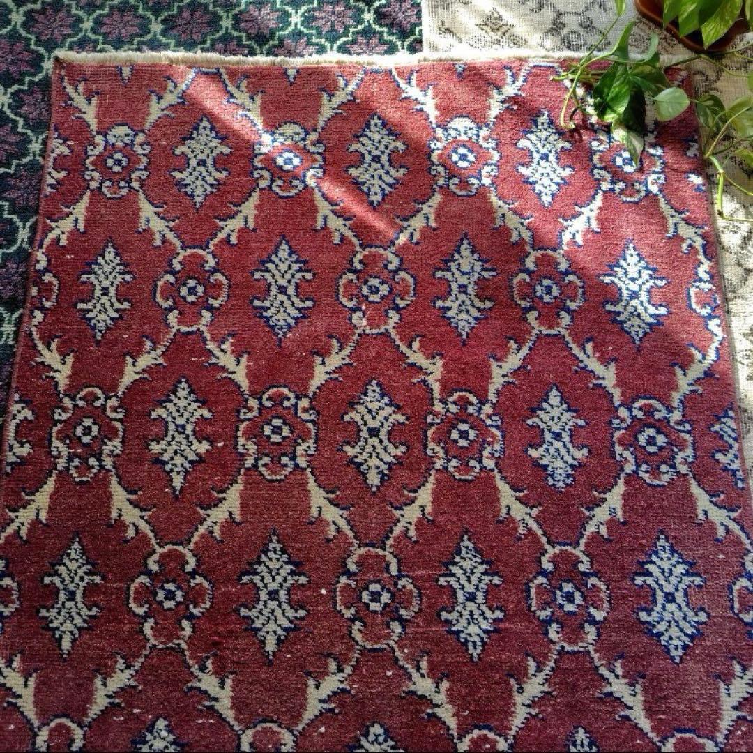 【人気の紋章柄】83×157 トルコヴィンテージラグ