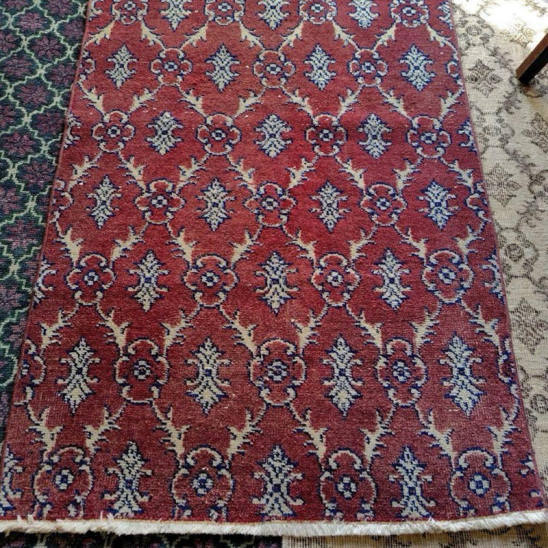 【人気の紋章柄】83×157 トルコヴィンテージラグ