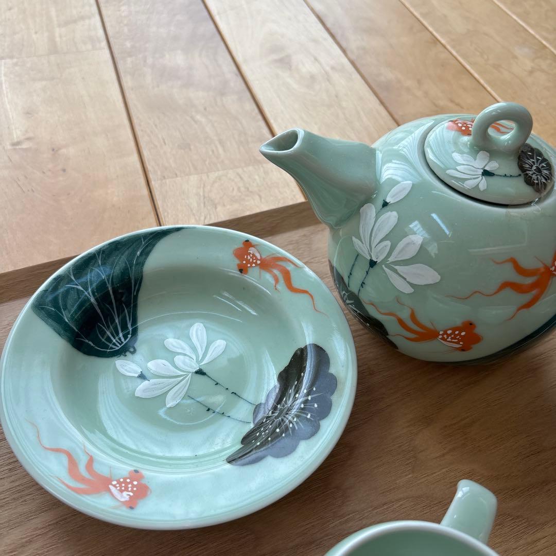 ばっちゃん焼き　金魚デザイン 陶器ティーセット