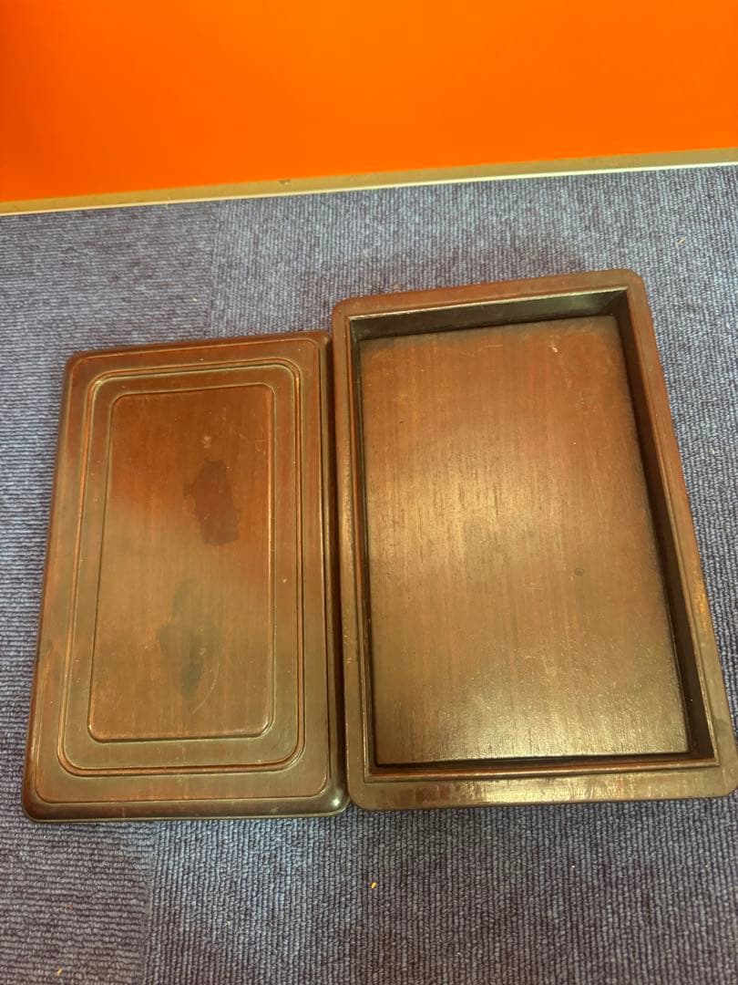 1676 時代物 古唐木長方硯箱・唐木文房四宝盒 筆・雨畑硯付  書道具