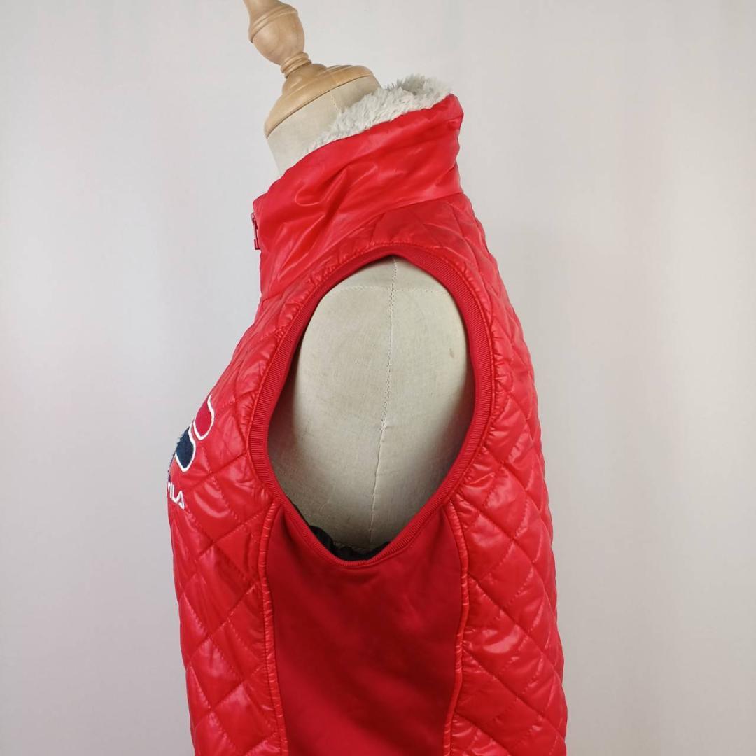 FILA GOLF　キルティングワンピース　M　レッド中綿　ロゴワッペン