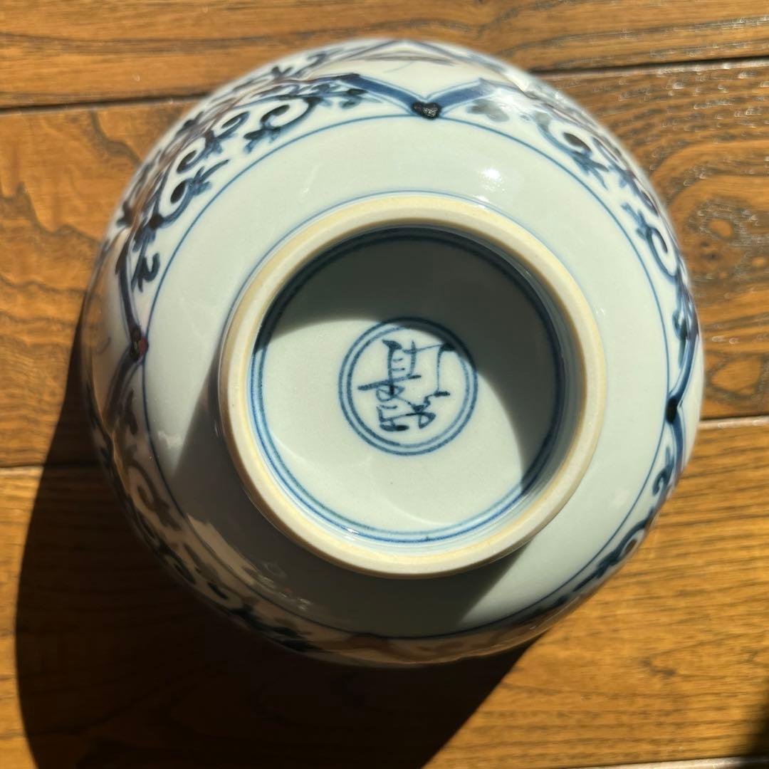 【宮内庁御用窯】 山本長左 （木箱入り）5枚揃い 向付け　青華鳳凰紋