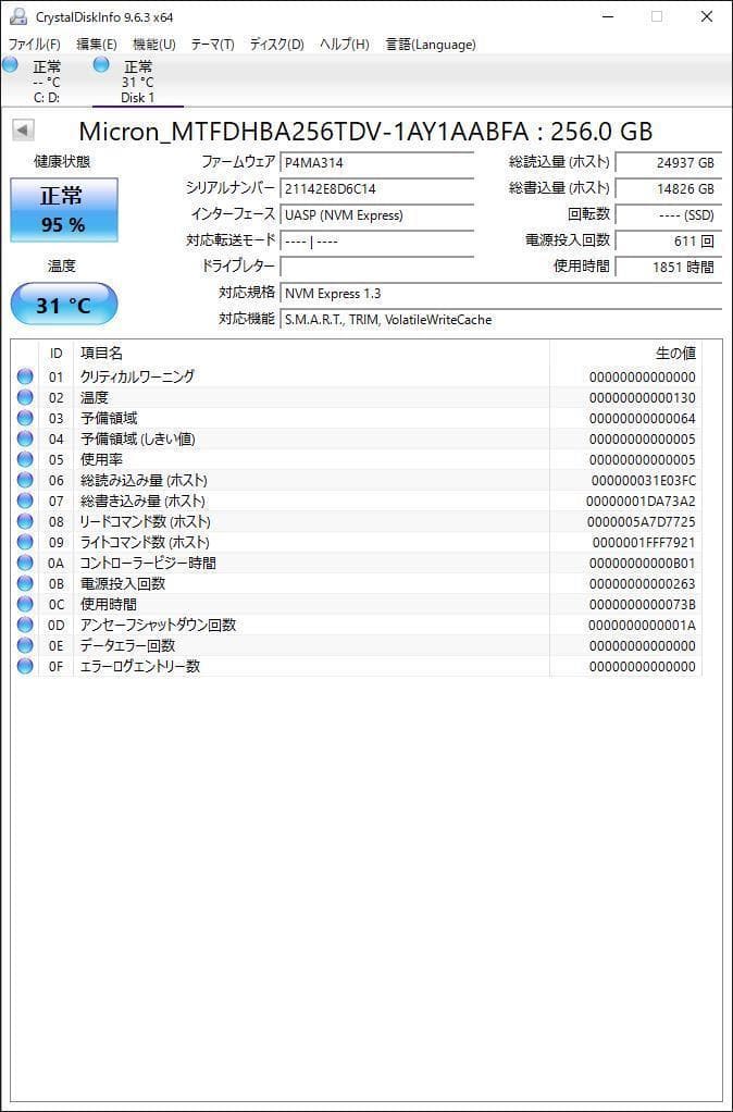②-W748-Micron NVMe 256GB SSD 4点