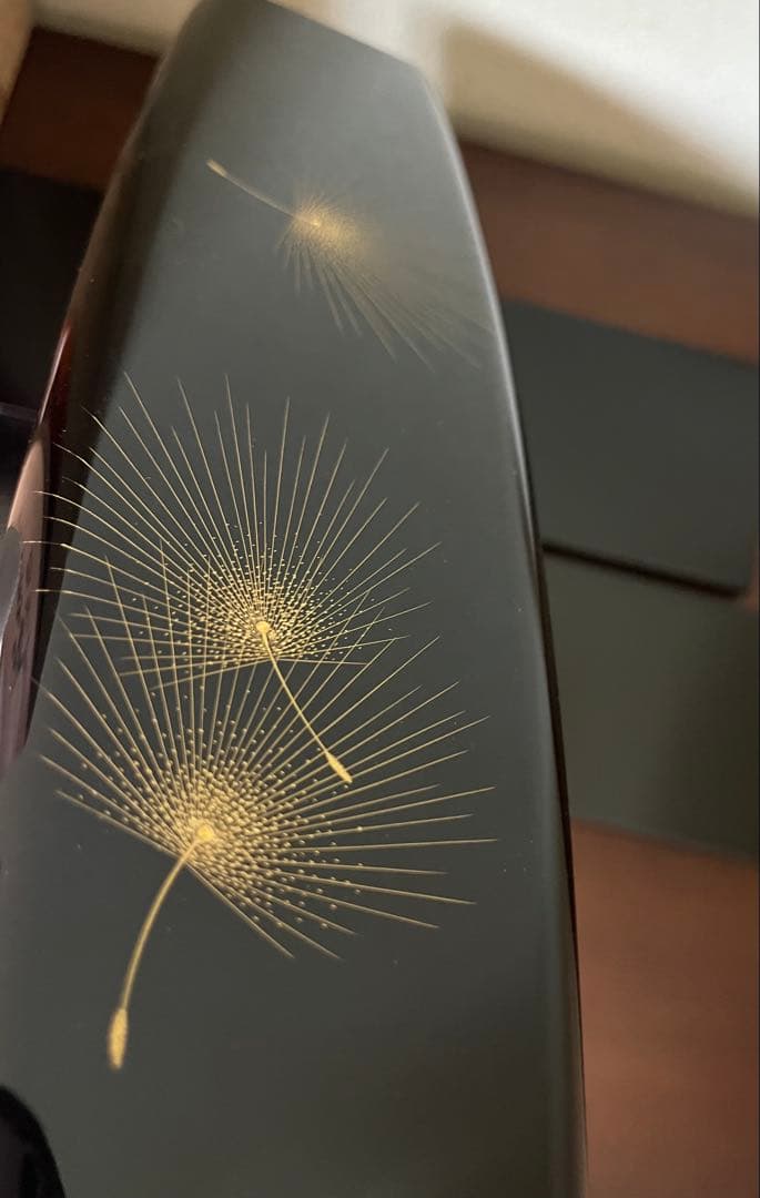 【未使用品】輪島塗 花器 飛花沈金 胴張形 小西啓介作　薄板付