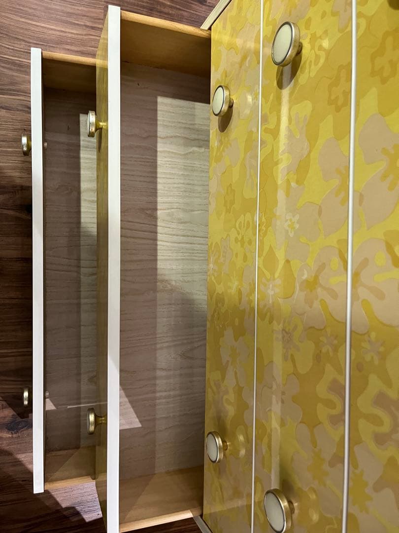 チェスト 花柄 黄色 箪笥 インテリア 昭和レトロ 当時物 レトロポップ