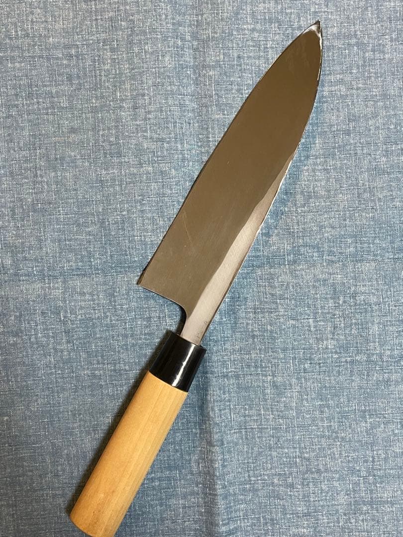 甚作　白鋼　大出刃包丁　刃渡り21センチ