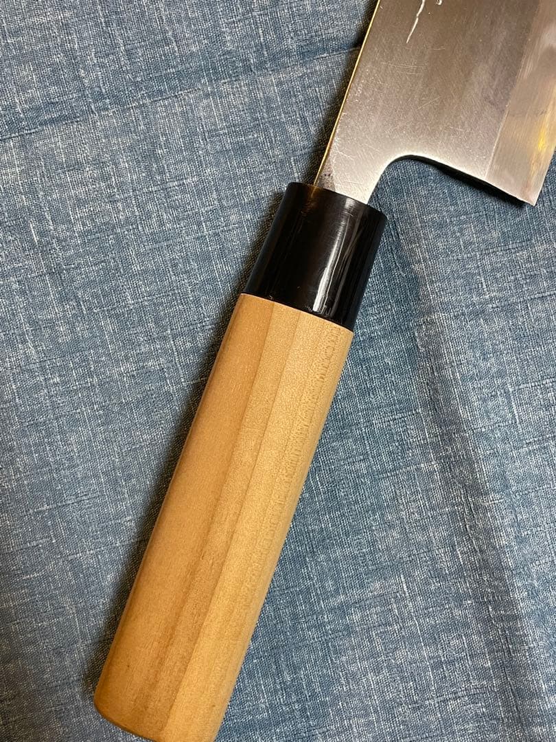 甚作　白鋼　大出刃包丁　刃渡り21センチ