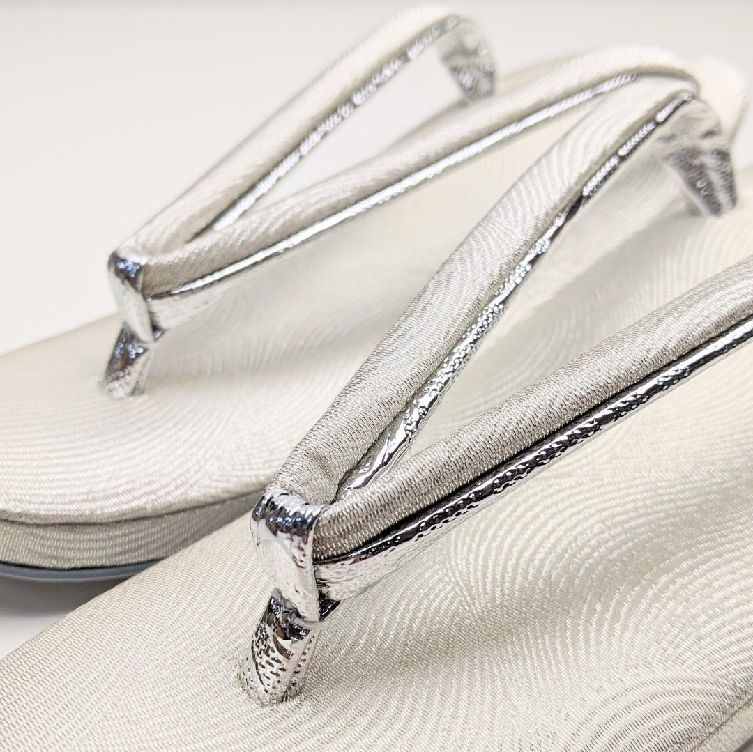 和装 草履バッグセット フォーマル 帯地 シルバー Lサイズ wsale