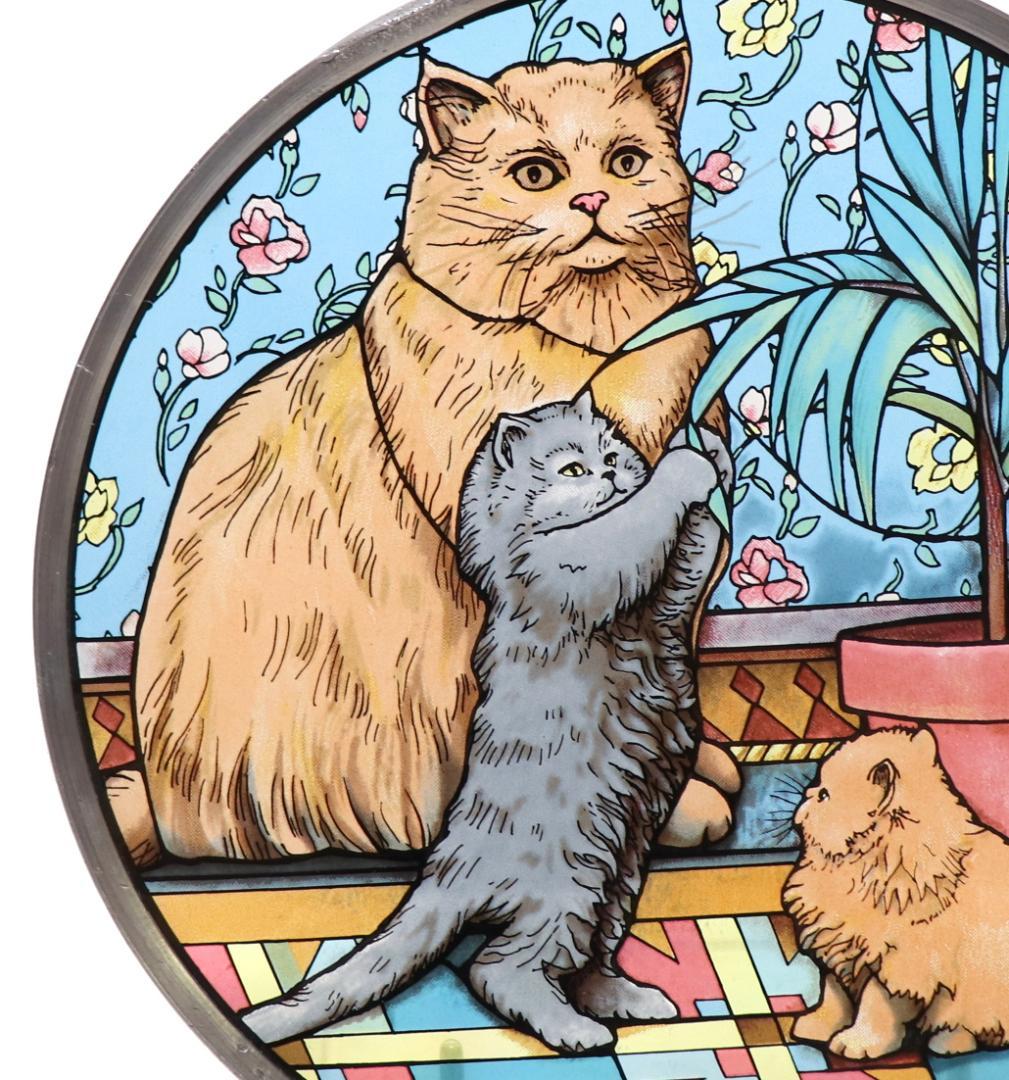 3匹の猫の親子 ヴィンテージ ステンドグラス 子猫 キャット グラスマスターズ