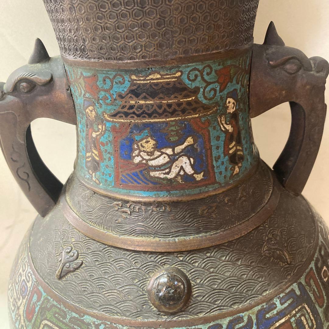 は*ま様 中国　銅　七宝焼　花瓶　アンティーク