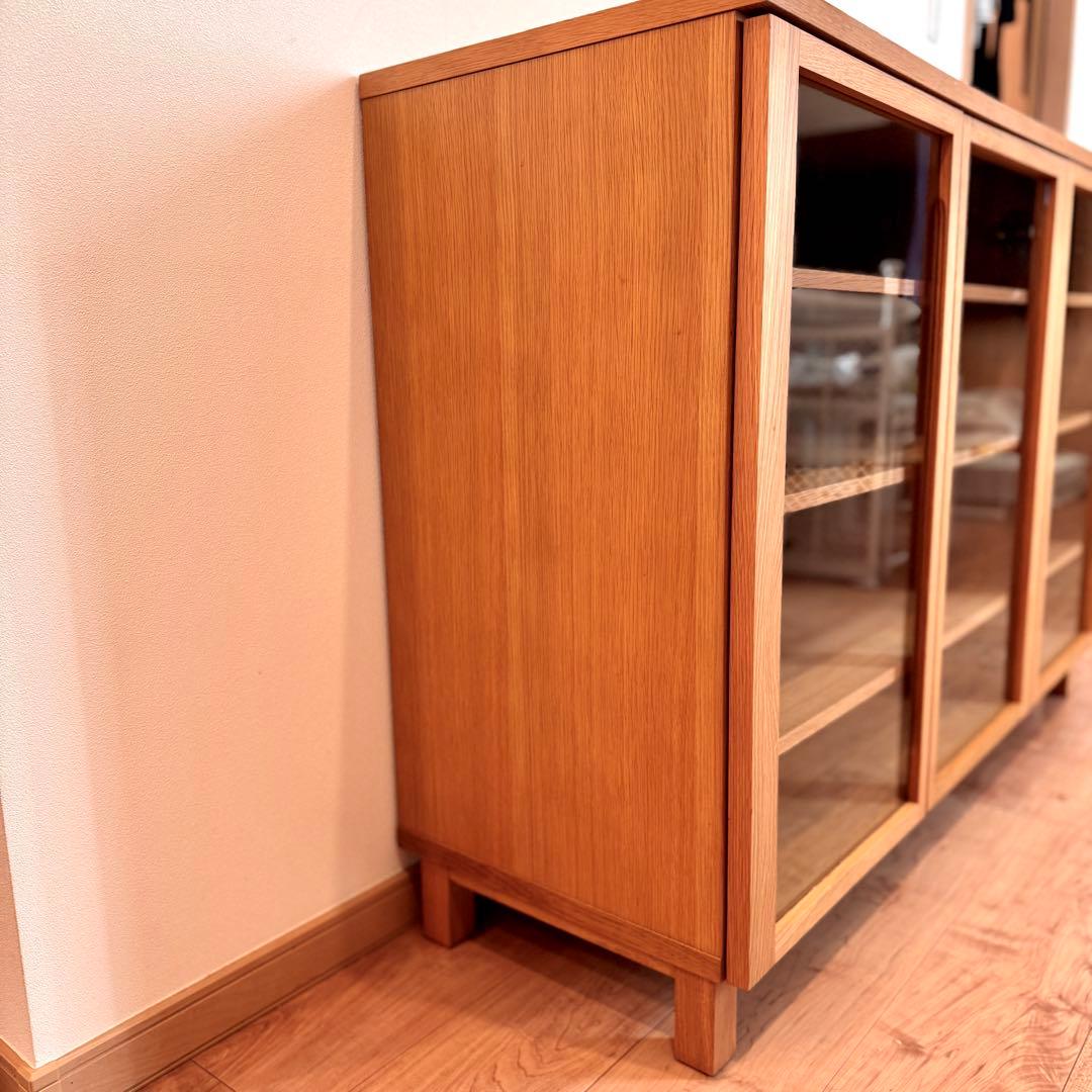 【廃盤希少・送料無料】無印 オーク材キャビネット・大・ガラス扉 食器棚