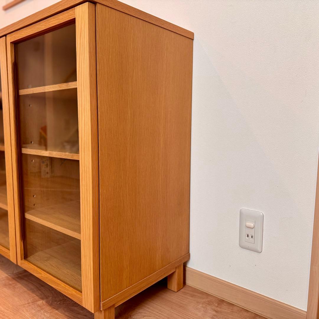 【廃盤希少・送料無料】無印 オーク材キャビネット・大・ガラス扉 食器棚