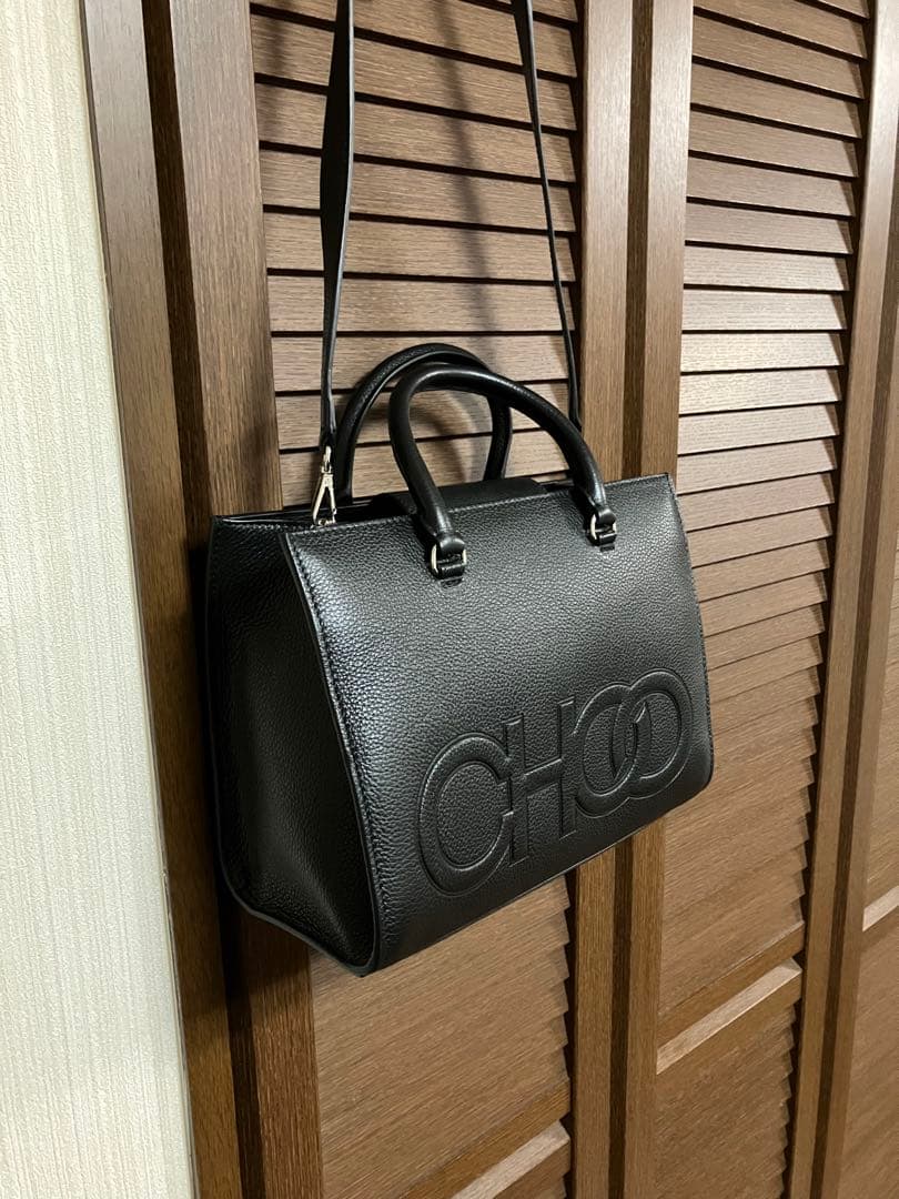 極美品Jimmy Choo ジミーチュウCHOO ロゴ ブラックバッグ