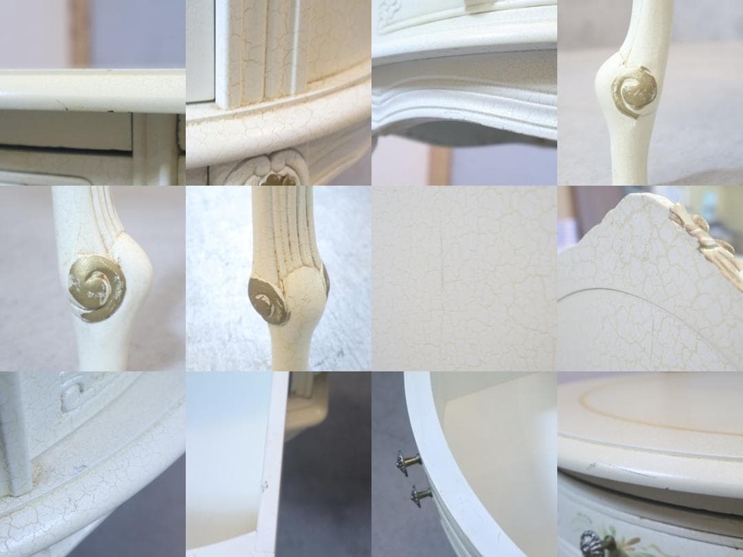 アンティーク調 ドレッサー 鏡台 化粧台 姫系 三面鏡 猫脚 エレガント 机